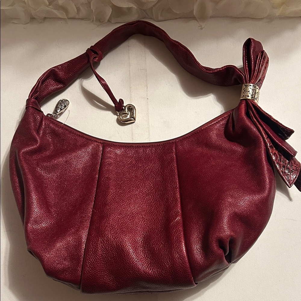 Brighton Deep Red Leather Shoulder Bag - Picture 2 of 8